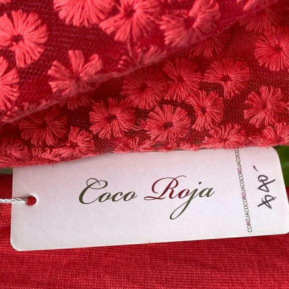 đ§„COCO ROJA SWEATER/CARDIGAN Sz S beautifulâsoftâredâw/âfloralâlace.âNWT - Picture 10 of 11